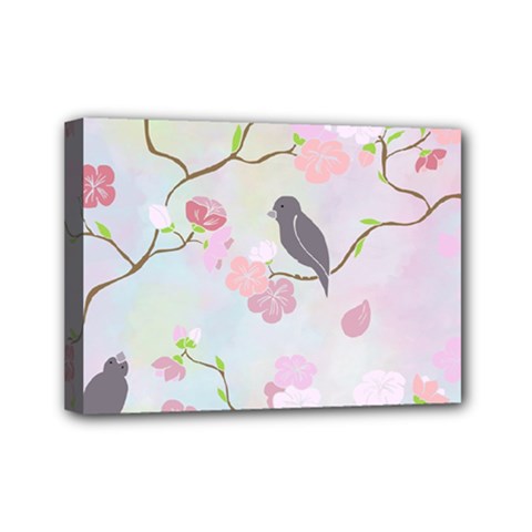 Bird Blossom Seamless Pattern Mini Canvas 7  X 5  (stretched) by Ravend