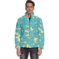 Illustration Sheets Dry Leaves Print Pattern Men s Puffer Bubble Jacket Coat by Ravend