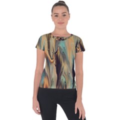 Abstract Painting In Colored Paints Short Sleeve Sports Top  by Ravend