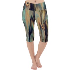 Abstract Painting In Colored Paints Lightweight Velour Cropped Yoga Leggings by Ravend