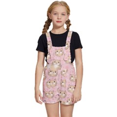 Cat Pattern Pink Background Kids  Short Overalls by danenraven