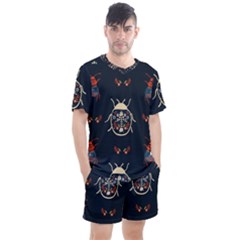 Floral-bugs-seamless-pattern Men s Mesh Tee And Shorts Set