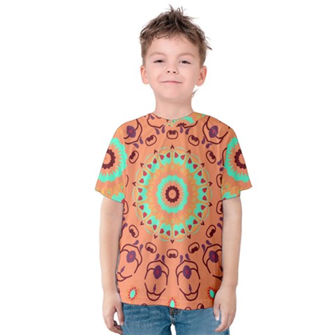 Folk Art Pattern Folk Art Background Kids  Cotton Tee by danenraven