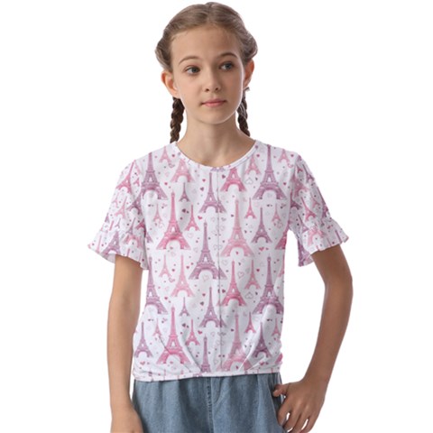 Eiffel Tower Pattern Wallpaper Kids  Cuff Sleeve Scrunch Bottom Tee by danenraven