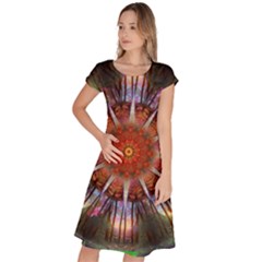 Mandala Trees Flower Psychedelic Classic Short Sleeve Dress by danenraven