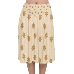 Gingerbread Star Velvet Flared Midi Skirt by artworkshop