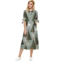 Christmas Trees Pattern Bow Sleeve Chiffon Midi Dress View1
