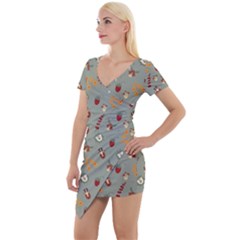 Wild Forest Friends   Short Sleeve Asymmetric Mini Dress by ConteMonfrey