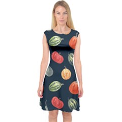 Vintage Vegetables  Capsleeve Midi Dress by ConteMonfrey