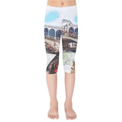 Lovely Gondola Ride - Venetian Bridge Kids  Capri Leggings  by ConteMonfrey