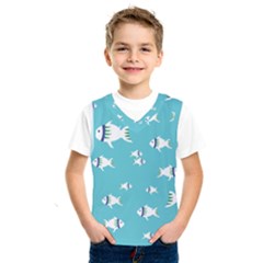 Blue Fish Pattern Kids  Basketball Tank Top by danenraven