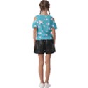 Blue Fish Pattern Kids  Butterfly Cutout Tee View2