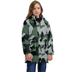 Illustration Camouflage Camo Army Soldier Abstract Pattern Kid s Hooded Longline Puffer Jacket by danenraven