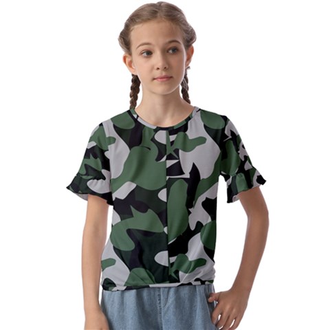 Illustration Camouflage Camo Army Soldier Abstract Pattern Kids  Cuff Sleeve Scrunch Bottom Tee by danenraven