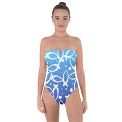 Blue Fish Water Aquarium Tie Back One Piece Swimsuit by danenraven