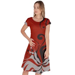 Nature Background Abstract Red Gray Black Classic Short Sleeve Dress by danenraven