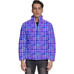 Background Mosaic Purple Blue Men s Puffer Bubble Jacket Coat by danenraven