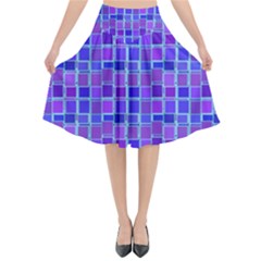 Background Mosaic Purple Blue Flared Midi Skirt by danenraven