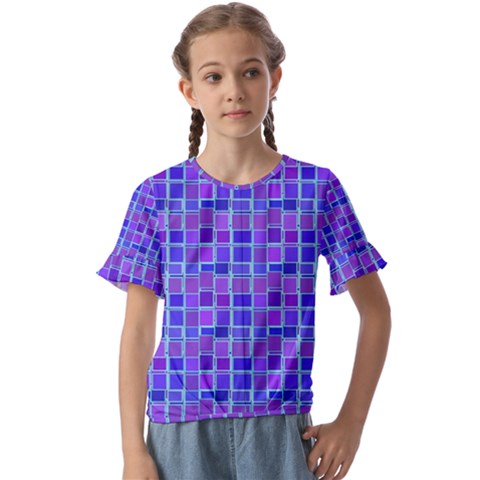 Background Mosaic Purple Blue Kids  Cuff Sleeve Scrunch Bottom Tee by danenraven