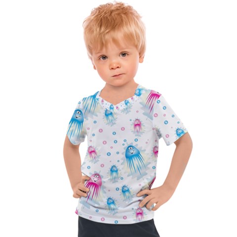 Jellyfis Pink Blue Cartoon Kids  Sports Tee by danenraven