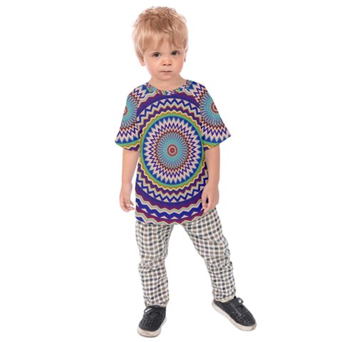 Kaleidoscope Geometric Circles Kids  Raglan Tee by danenraven