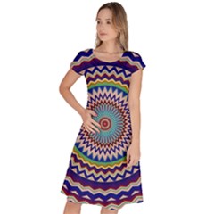 Kaleidoscope Geometric Circles Classic Short Sleeve Dress by danenraven