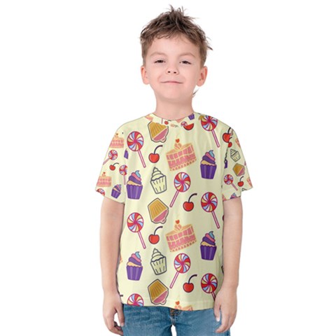 Cupcake Pattern Lollipop Kids  Cotton Tee by danenraven