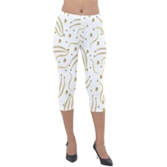 Illustration Pattern Seamless Golden 3d Lightweight Velour Capri Leggings  by danenraven