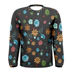 Flowers-leaves Leaf Background Floral Flora Men s Long Sleeve Tee by danenraven