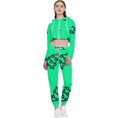 Tree With Ornaments Green Cropped Zip Up Lounge Set by TetiBright