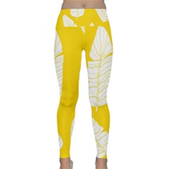 Yellow Banana Leaves Lightweight Velour Classic Yoga Leggings by ConteMonfreyShop