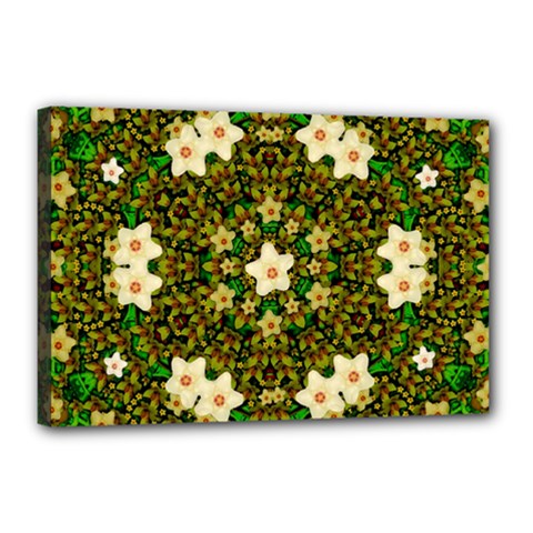 Flower Power And Big Porcelainflowers In Blooming Style Canvas 18  X 12  (stretched) by pepitasart