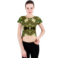 Flower Power And Big Porcelainflowers In Blooming Style Crew Neck Crop Top by pepitasart