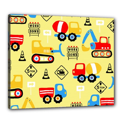 Seamless Pattern Vector Industrial Vehicle Cartoon Canvas 24  X 20  (stretched) by Jancukart