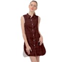 Dark Red Small Plaids Lines Sleeveless Shirt Dress View1