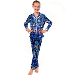 Cobalt Delta Kid s Satin Long Sleeve Pajamas Set by kaleidomarblingart