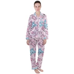 Children Pattern Design Satin Long Sleeve Pajamas Set by Jancukart