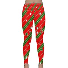 Xmash Christmas Stars Red Background Star Lightweight Velour Classic Yoga Leggings by Wegoenart