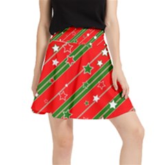 Xmash Christmas Stars Red Background Star Waistband Skirt by Wegoenart