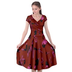 Doodles Maroon Cap Sleeve Wrap Front Dress by nateshop