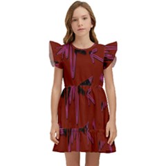 Doodles Maroon Kids  Winged Sleeve Dress by nateshop