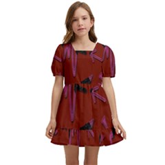 Doodles Maroon Kids  Short Sleeve Dolly Dress by nateshop