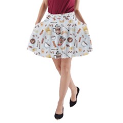 Coffee Coffeemania Caffeine A-line Pocket Skirt by Wegoenart