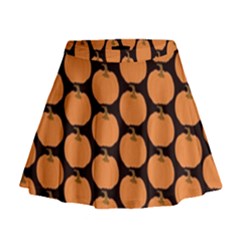 Black And Orange Pumpkin Mini Flare Skirt by ConteMonfrey