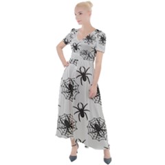 Spider Web - Halloween Decor Button Up Short Sleeve Maxi Dress by ConteMonfrey