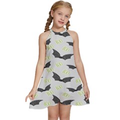 Boo! Bat Rain - Halloween Decor  Kids  Halter Collar Waist Tie Chiffon Dress by ConteMonfrey