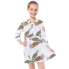 Pattern-35 Kids  Quarter Sleeve Shirt Dress by nateshop