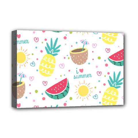 Pineapple And Watermelon Summer Fruit Deluxe Canvas 18  X 12  (stretched)