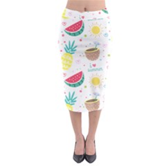 Pineapple And Watermelon Summer Fruit Midi Pencil Skirt by Jancukart