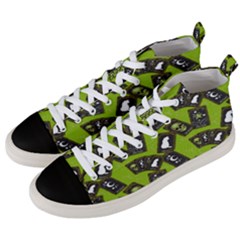 Cats And Skulls - Modern Halloween  Men s Mid-top Canvas Sneakers by ConteMonfrey